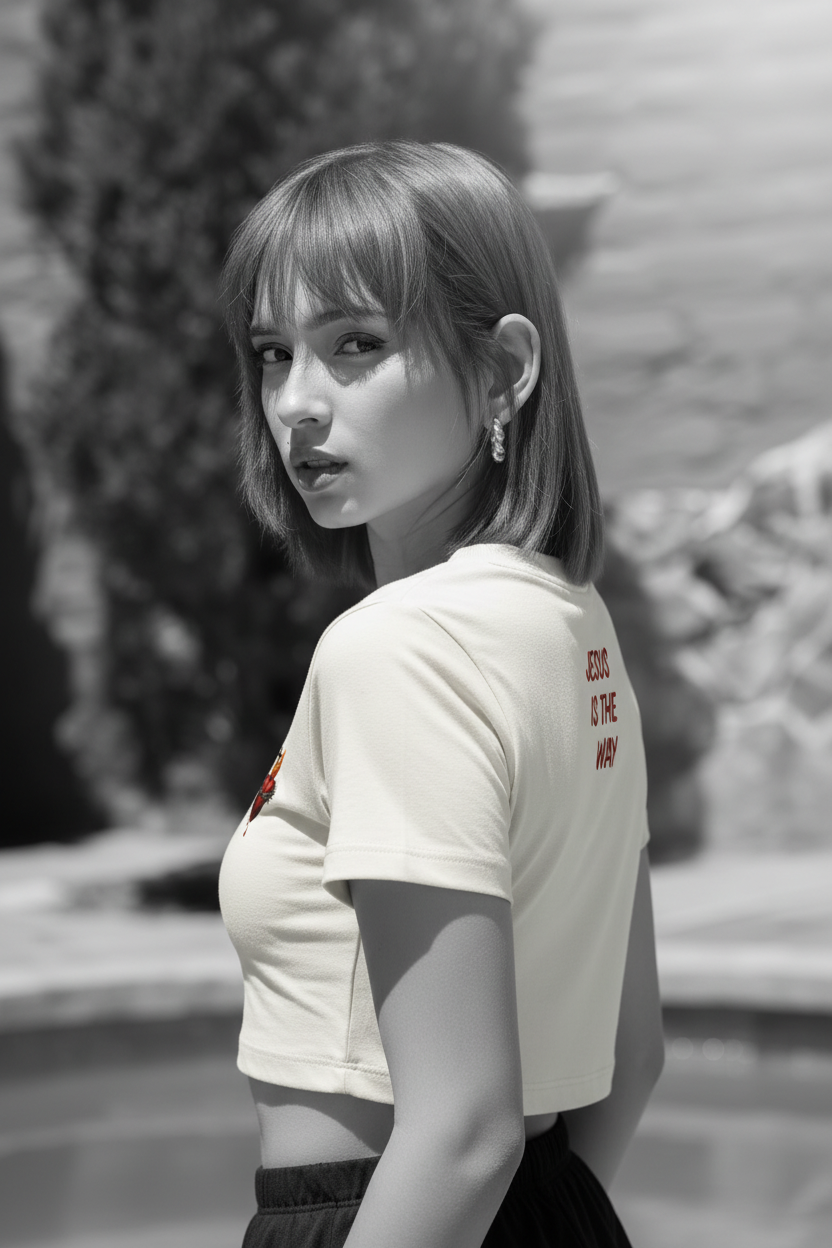 Modelo crop top His Presence B&N